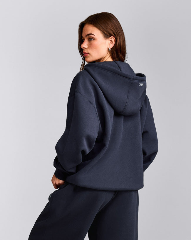 Foundations Cosy Oversized Zip Through Hoodie | True Blue