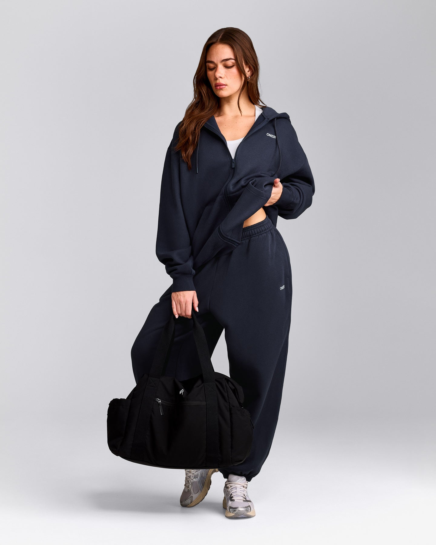 Foundations Cosy Oversized Zip Through Hoodie | True Blue