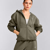 Foundations Cosy Zip Through Hoodie | Alpine Green
