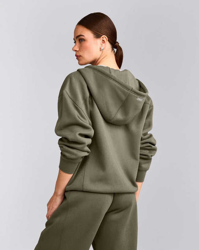 Foundations Cosy Zip Through Hoodie | Alpine Green
