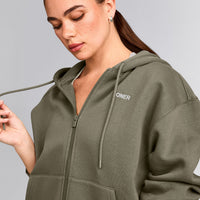 Foundations Cosy Zip Through Hoodie | Alpine Green