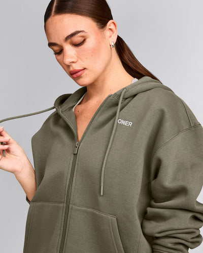 Foundations Cosy Zip Through Hoodie | Alpine Green