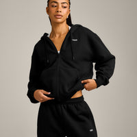 Foundations Cosy Zip Through Hoodie | Black