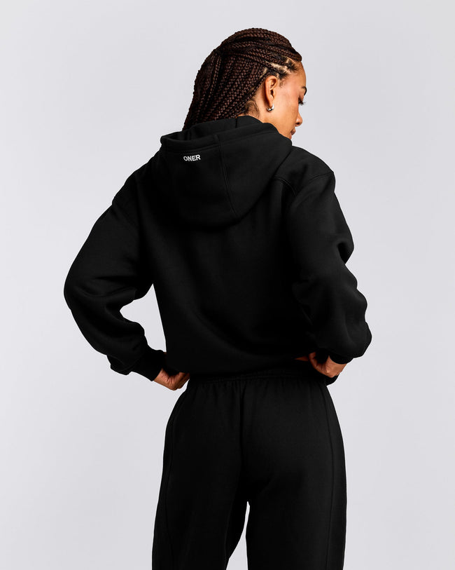 Foundations Cosy Zip Through Hoodie | Black