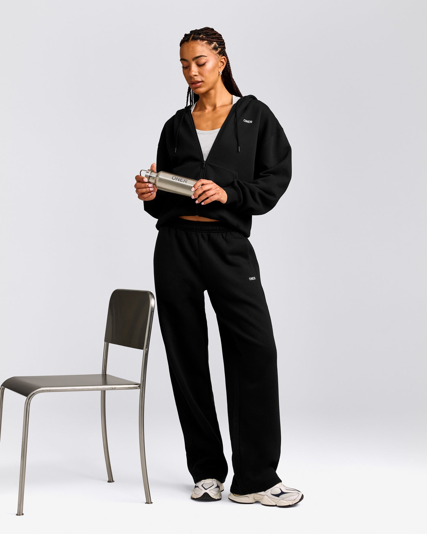 Foundations Cosy Zip Through Hoodie | Black