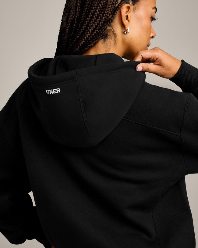Foundations Cosy Zip Through Hoodie | Black