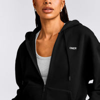 Foundations Cosy Zip Through Hoodie | Black