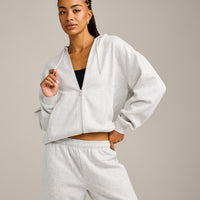 Foundations Cosy Zip Through Hoodie | Light Grey Marl