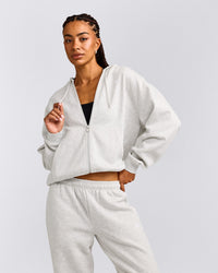 Foundations Cosy Zip Through Hoodie | Light Grey Marl