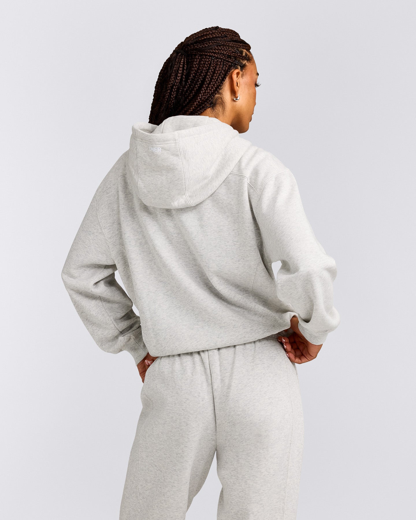 Foundations Cosy Zip Through Hoodie | Light Grey Marl