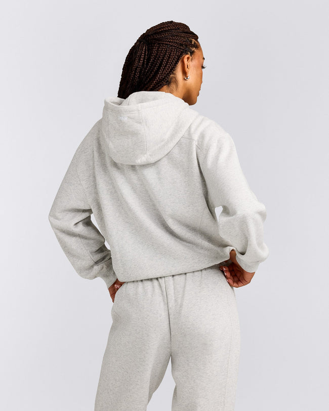 Foundations Cosy Zip Through Hoodie | Light Grey Marl