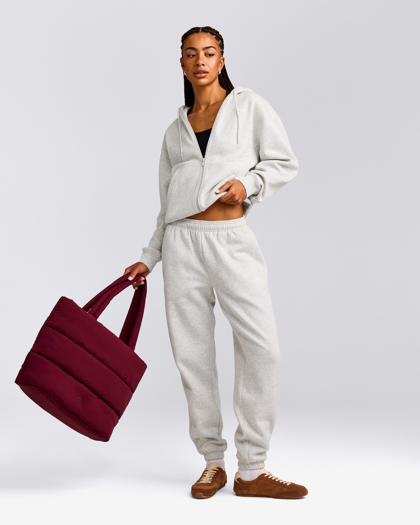 Foundations Cosy Zip Through Hoodie | Light Grey Marl