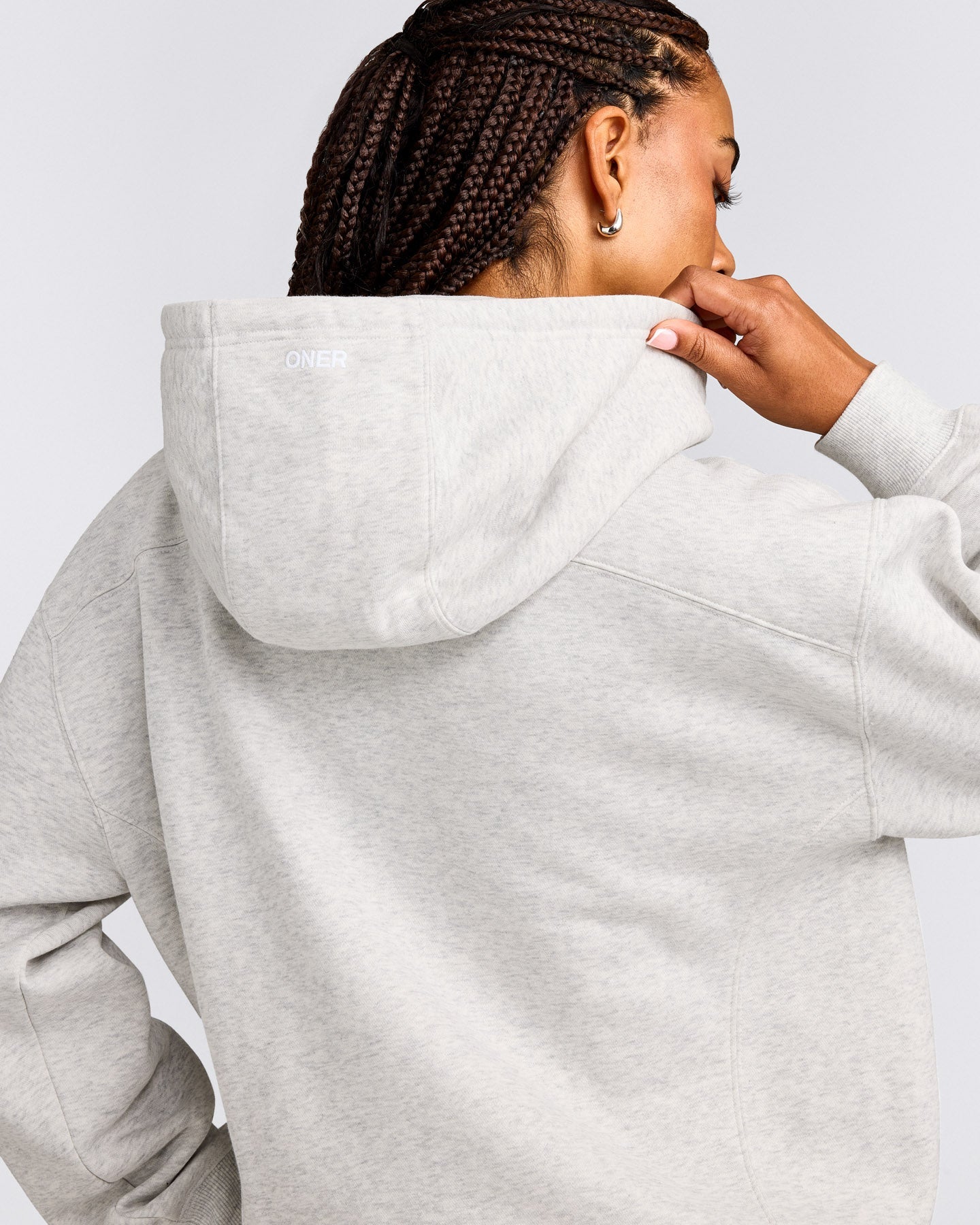 Foundations Cosy Zip Through Hoodie | Light Grey Marl