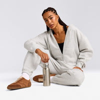 Foundations Cosy Zip Through Hoodie | Light Grey Marl