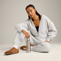 Foundations Cosy Zip Through Hoodie | Light Grey Marl