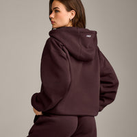 Foundations Cosy Zip Through Hoodie | Plum Brown