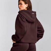 Foundations Cosy Zip Through Hoodie | Plum Brown