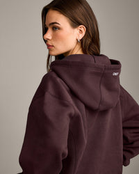 Foundations Cosy Zip Through Hoodie | Plum Brown
