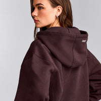 Foundations Cosy Zip Through Hoodie | Plum Brown
