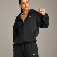 Foundations Cosy Zip Through Hoodie | Soft Black