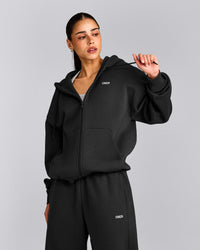 Foundations Cosy Zip Through Hoodie | Soft Black