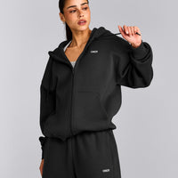Foundations Cosy Zip Through Hoodie | Soft Black
