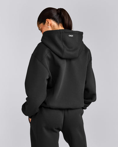Foundations Cosy Zip Through Hoodie | Soft Black