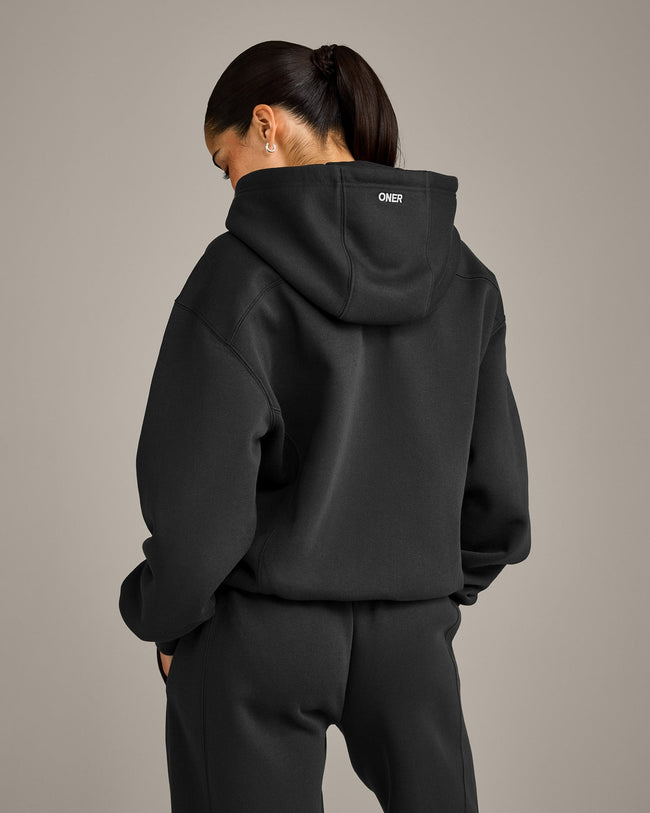 Foundations Cosy Zip Through Hoodie | Soft Black