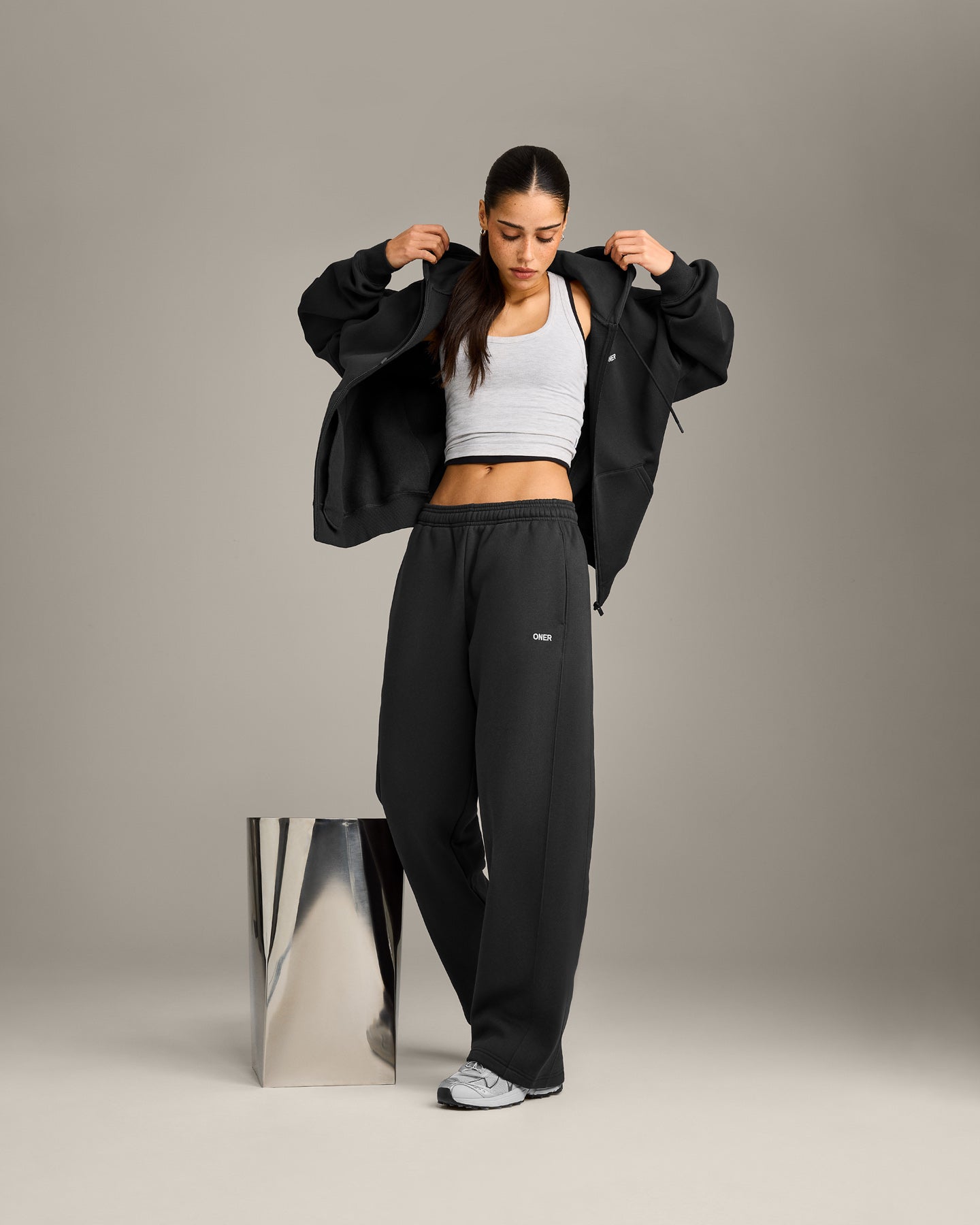 Foundations Cosy Zip Through Hoodie | Soft Black