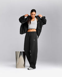 Foundations Cosy Zip Through Hoodie | Soft Black