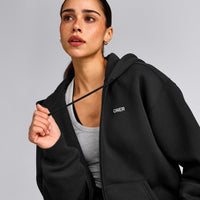 Foundations Cosy Zip Through Hoodie | Soft Black