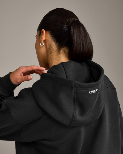 Foundations Cosy Zip Through Hoodie | Soft Black