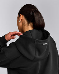 Foundations Cosy Zip Through Hoodie | Soft Black
