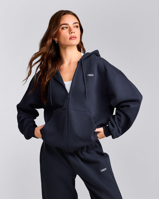 Foundations Cosy Zip Through Hoodie | True Blue