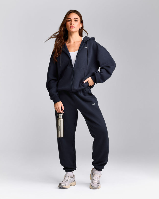 Foundations Cosy Zip Through Hoodie | True Blue