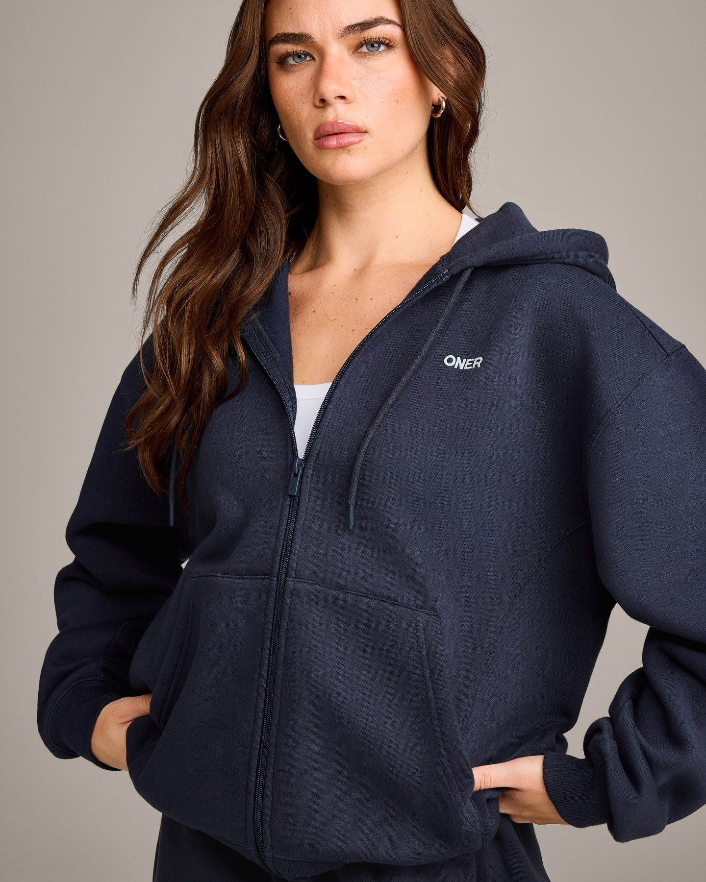 Foundations Cosy Zip Through Hoodie | True Blue