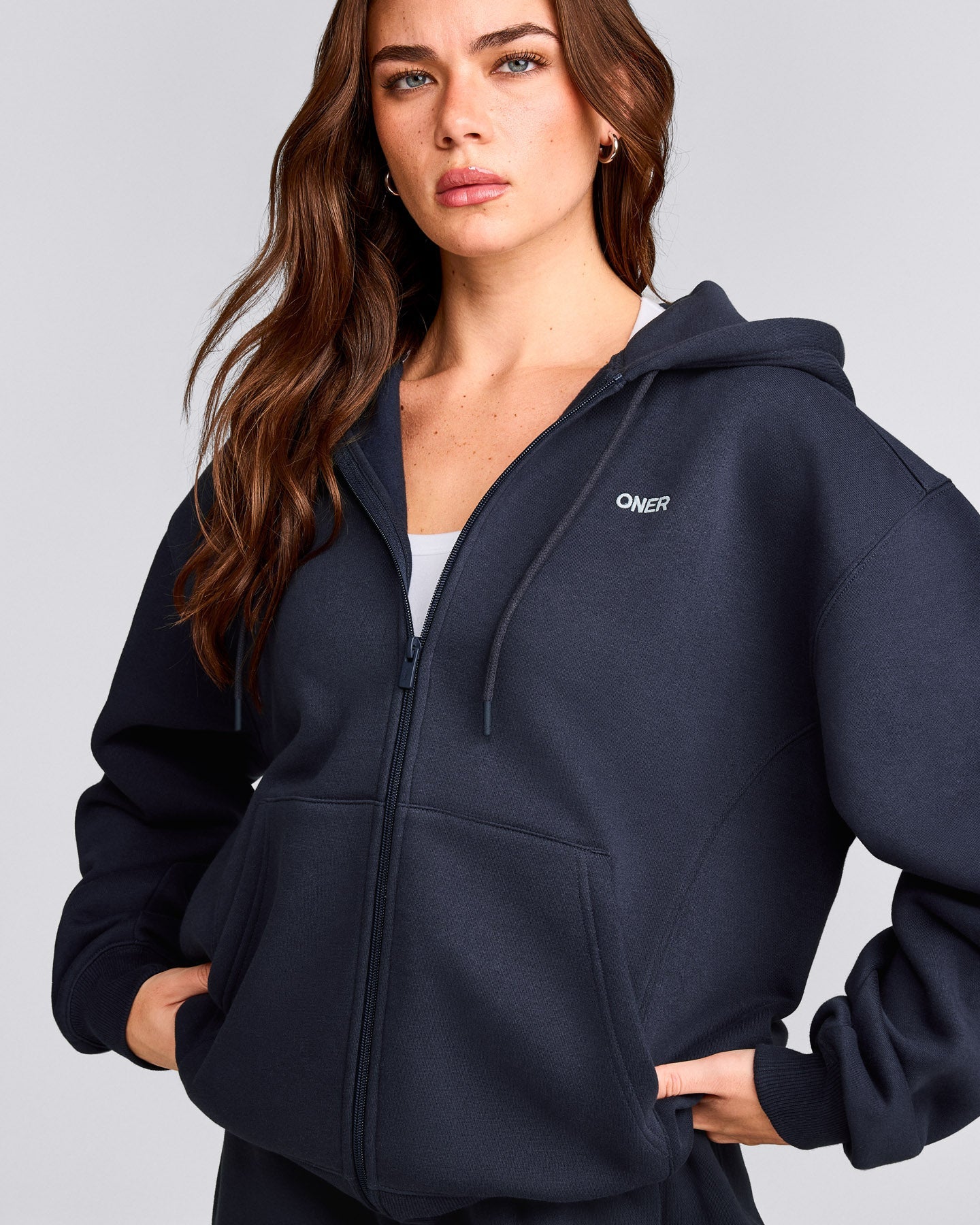 Foundations Cosy Zip Through Hoodie | True Blue