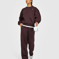 Foundations Crew Neck Sweatshirt with Grey Logo | Plum Brown