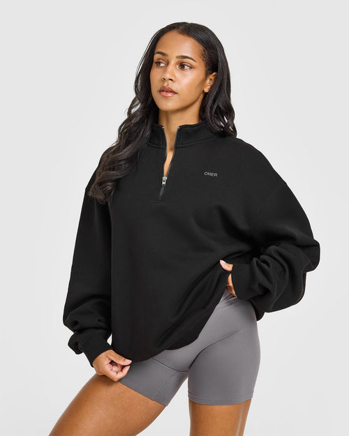 Oner Modal Foundations Oversized 1/4 Zip Sweatshirt | Black