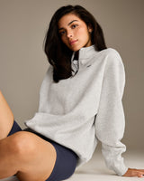 Foundations Oversized 1/4 Zip Sweatshirt | Light Grey Marl