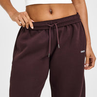 Foundations Straight Leg Joggers with Grey Logo | Plum Brown