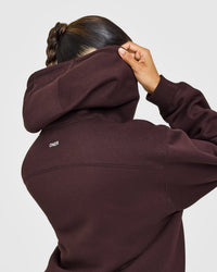 Foundations Zip Through Hoodie with Grey Logo | Plum Brown