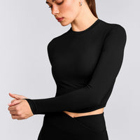 Mellow™ Motion Crew Neck Long Sleeve Mid Top | Black