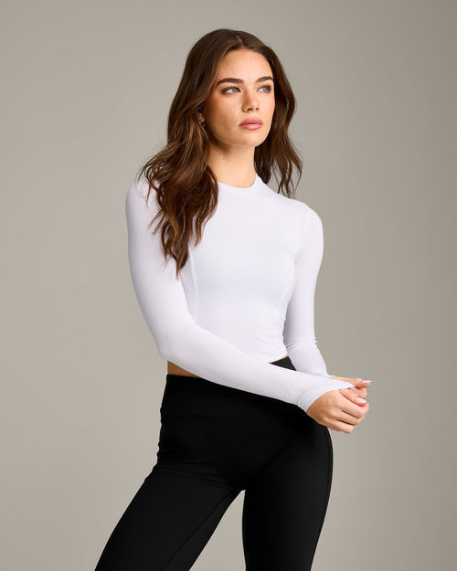 Mellow™ Motion Crew Neck Long Sleeve Mid Top | White