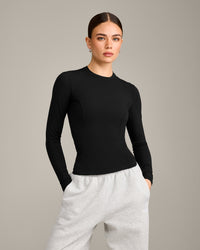 Mellow™ Motion Crew Neck Long Sleeve Top | Black