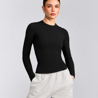 Mellow™ Motion Crew Neck Long Sleeve Top | Black