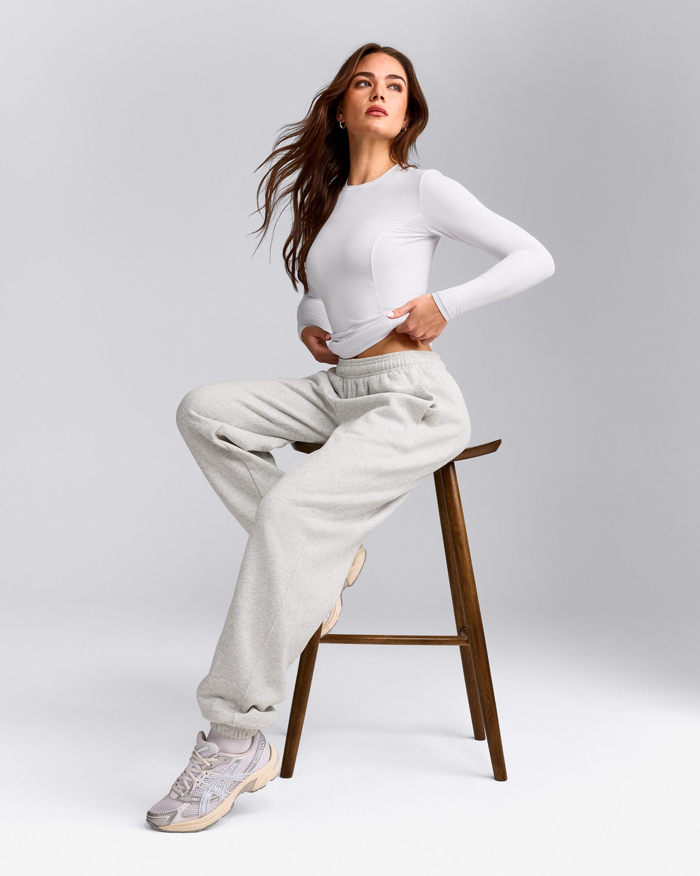 Mellow™ Motion Crew Neck Long Sleeve Top | White