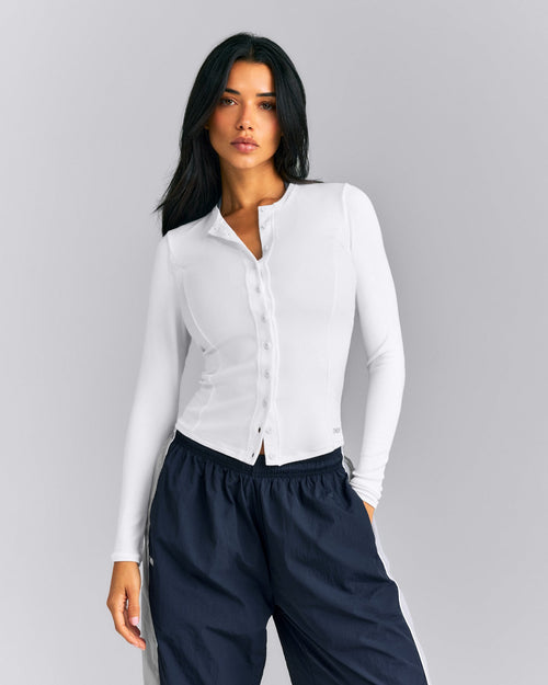 Mellow™ Rib Long Sleeve Cardigan | White