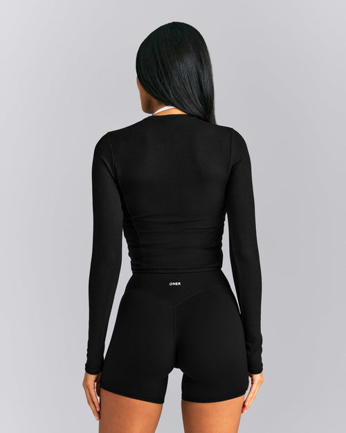 Mellow™ Rib Mid Long Sleeve Cardigan | Black