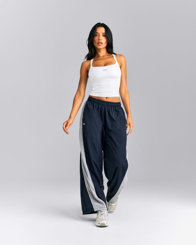 Mellow™ Rib Racer Back Mid Tank Top with Built in Bra Shelf | White